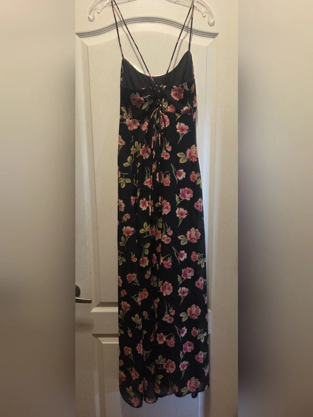 Vintage 90s Lew Magram Floral Maxi Dress - Lace Up Corset Back